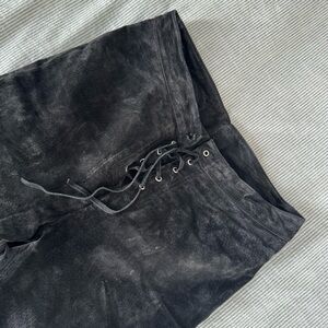 100% real suede flared pants